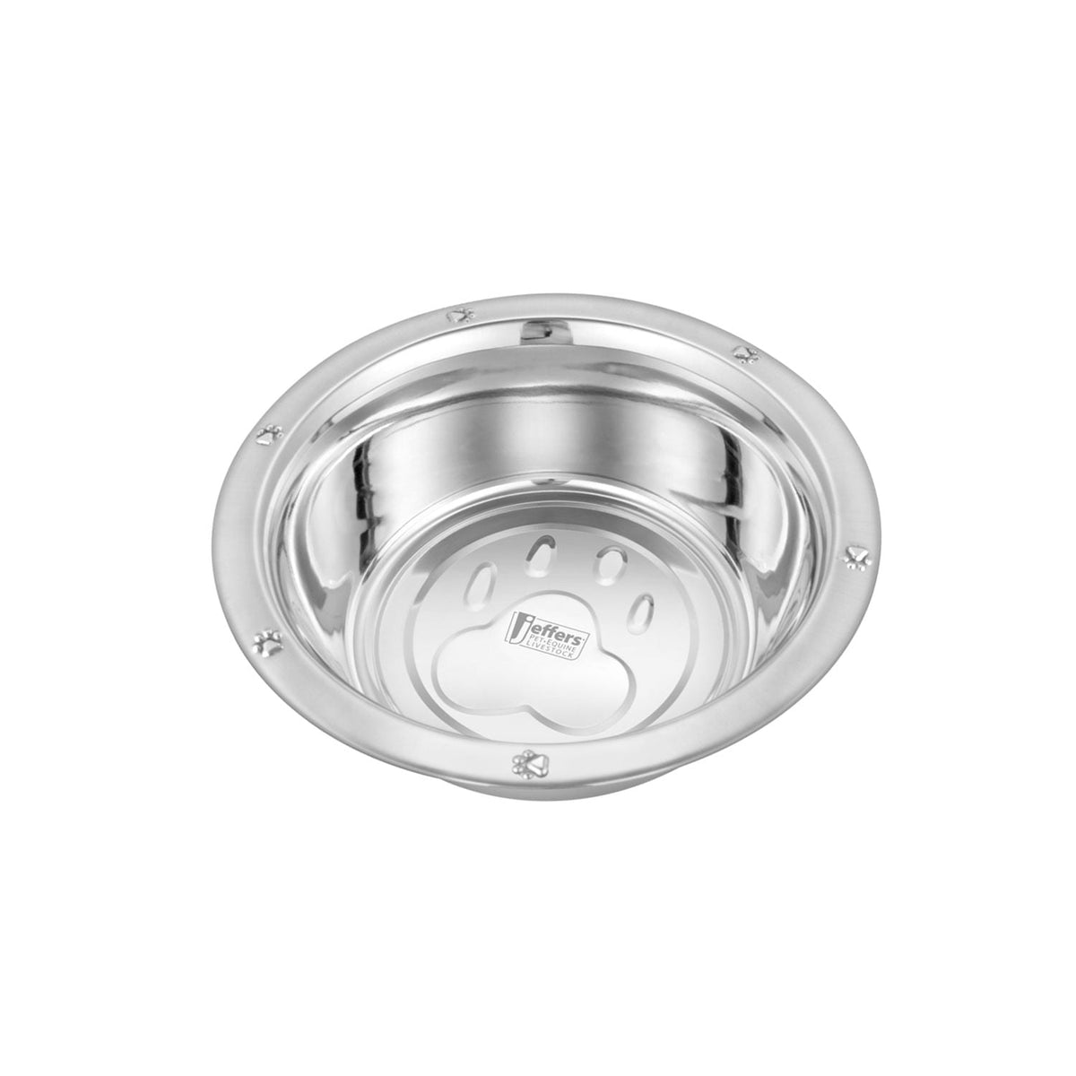 Jeffers Embossed Wide-Lip Stainless Steel Pet Bowl