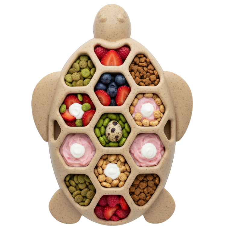 Brown turtle-shaped nylon dog chew toy with textured shell