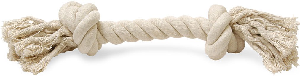 White undyed rope bone tug toy for dogs